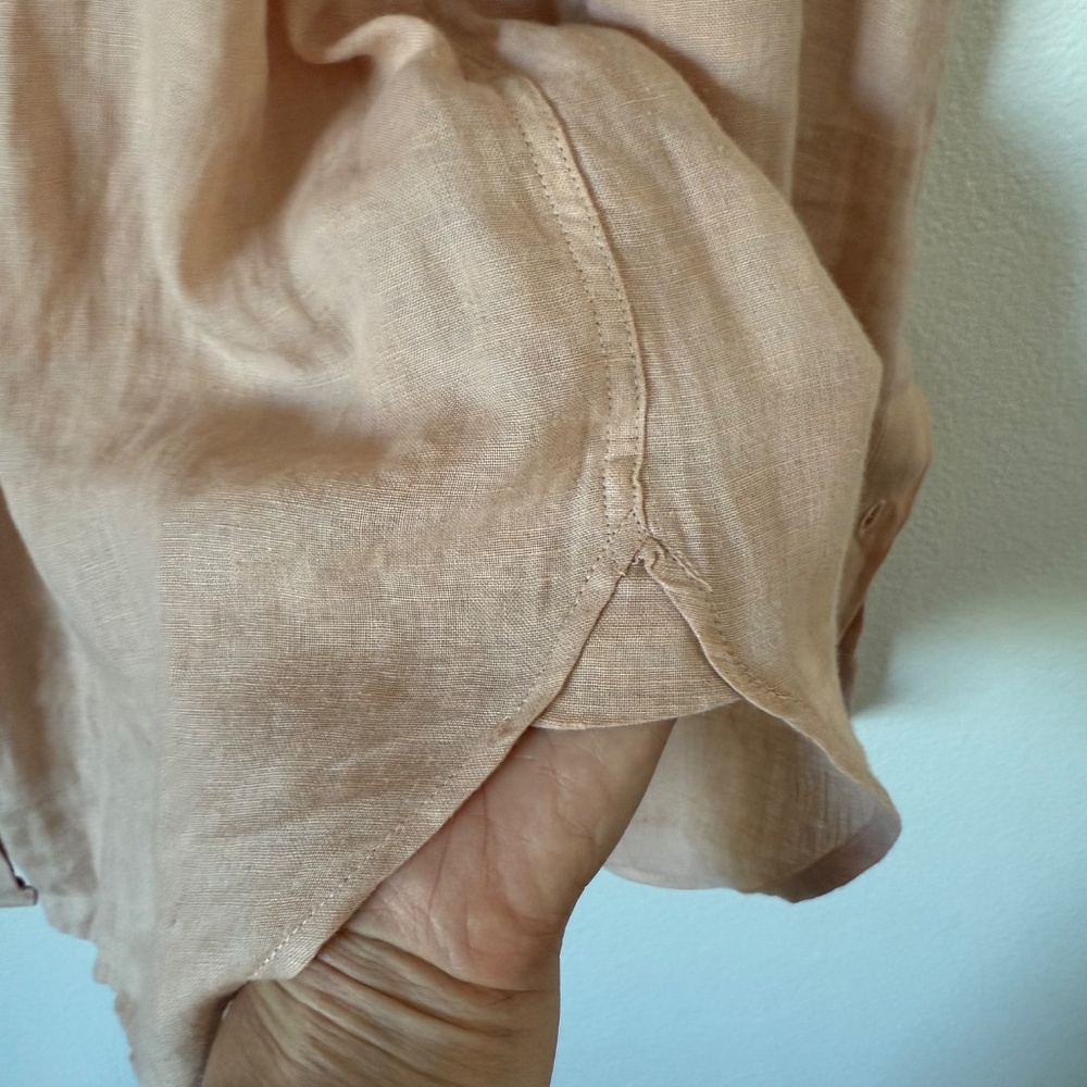 Riess pink 100% linen button down shirt size 4 - Picture 7 of 10